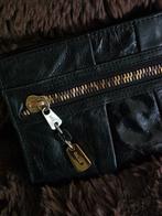 Leren Zwarte Clutch met Gouden Rits - Vintage Look, Overige merken, Gebruikt, Zwart, Ophalen of Verzenden