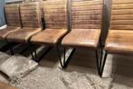 6 luxe stoere Goossens stoelen, Huis en Inrichting, Stoelen, Bruin, Ophalen of Verzenden, Zo goed als nieuw, Metaal