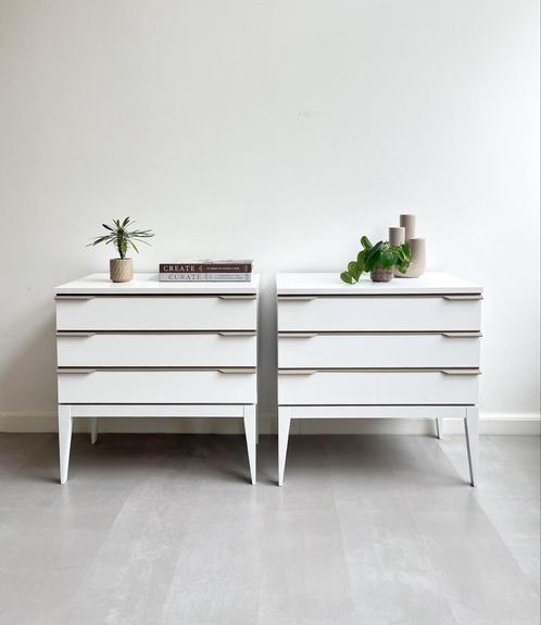 Vintage set nachtkastjes/ladekastjes, jaren 60, Huis en Inrichting, Kasten | Ladekasten, Gebruikt, Minder dan 100 cm, 50 tot 100 cm