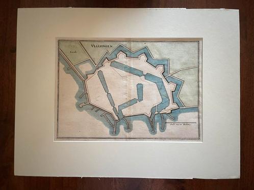 Kopergravure Vlissingen 1659 - Merian Topographia Germaniae, Antiek en Kunst, Kunst | Etsen en Gravures, Ophalen of Verzenden