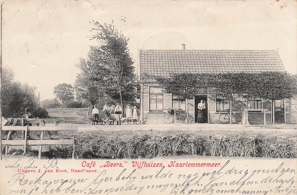 JM1001 Vijfhuizen Haarlemmermeer Cafe Beers ca 1900, Verzamelen, Ansichtkaarten | Nederland, Verzenden, Voor 1920, Gelopen, Noord-Holland