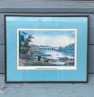 Fraaie print in blauw passe-partout beschikbaar voor biedingen
