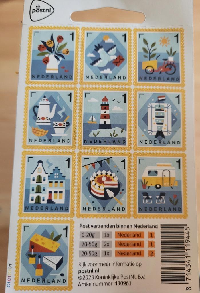 tien postzegels  met  met het thema 'Echt Hollands'. , Postzegels en Munten, Postzegels | Nederland, Ophalen of Verzenden