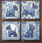 Schotse Terriër Delfts Blauw onderzetters met houder, Ophalen of Verzenden, Nieuw, Glas of Kopje