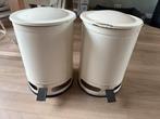 Twee jaren 50 zwaar metalen witte Pedaalemmers, Ophalen, Gebruikt, Met pedaal, 20 tot 30 liter