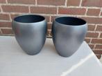 Twee grijze bloempotten Trevisio Graphite Nieuw €15,00, Ophalen, Aardewerk, Binnen, Nieuw