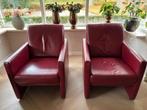 2 Rode Leren Stoelen - Goede Staat, Huis en Inrichting, Ophalen