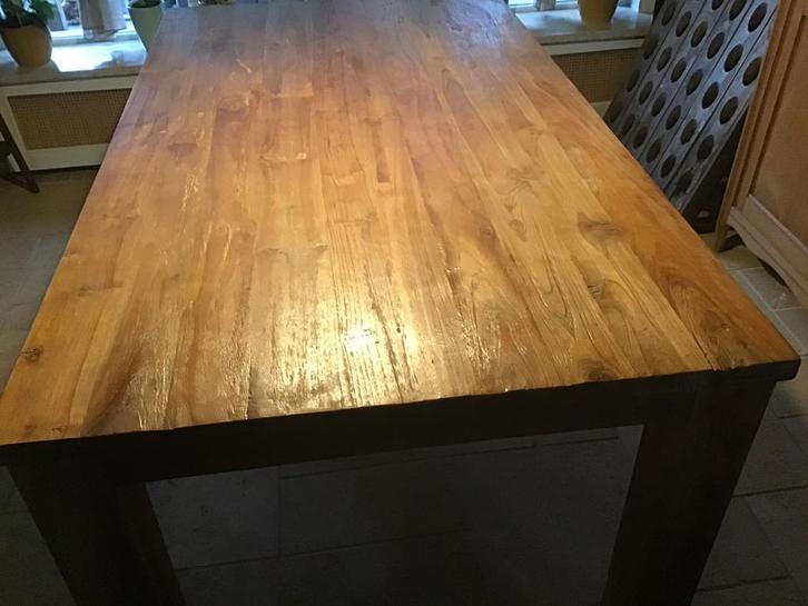 Eetkamer tafel oud teak ( zeer degelijk)  incl 4 stoelen, Huis en Inrichting, Tafels | Eettafels, Zo goed als nieuw, 50 tot 100 cm