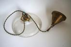 vintage antiek holophane hanglamp glas ribbel stof snoer g., Huis en Inrichting, Lampen | Hanglampen, Gebruikt, Ophalen of Verzenden