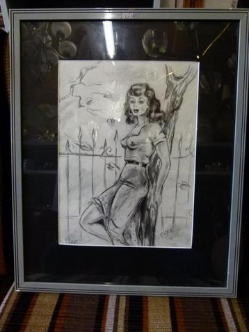 vintage tekening ``straatmadelief`` Rockabilly beschikbaar voor biedingen