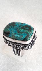 zilver Ring met Malachiet edelsteen, Sieraden, Tassen en Uiterlijk, Ringen, 18 tot 19, Verzenden, Nieuw, Dame of Heer