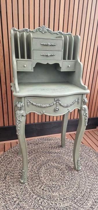 Barok buro Secretaire Kaptafel Queen Ann stijl  beschikbaar voor biedingen