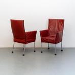 8 Montis Chaplin eetkamer stoelen Bordeaux rood, Ophalen of Verzenden, Zo goed als nieuw, Leer