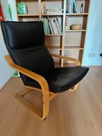 Ikea poang stoel zwart leer, Huis en Inrichting, Fauteuils, Ophalen, Zo goed als nieuw, Leer