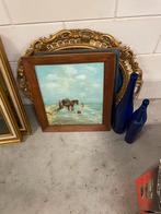 Schilderij van strandjutter aan zee, Antiek en Kunst, Ophalen of Verzenden, Rechthoekig, Minder dan 50 cm