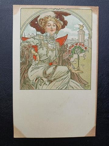 Alphonse Mucha Originele Briefkaart Ansichtkaart Expo Parijs beschikbaar voor biedingen