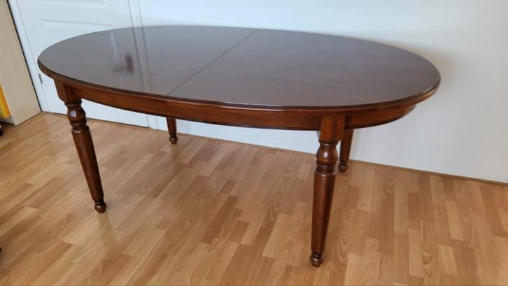 Uitschuifbare eettafel – klassiek donker hout – stevig, Huis en Inrichting, Tafels | Salontafels, Zo goed als nieuw, 50 tot 100 cm