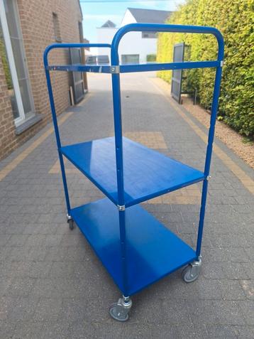 3 Blauwe transportwagen etagewagen magazijnwagen  beschikbaar voor biedingen