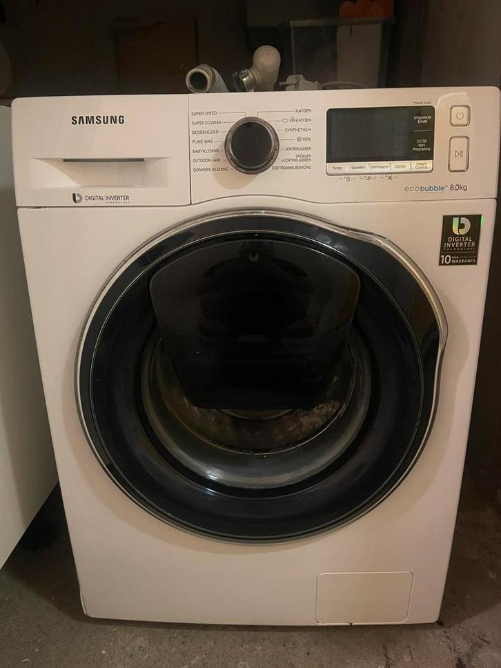 Samsung EcoBubble Wasmachine / Goed werkend, kleine lekkage, Witgoed en Apparatuur, Wasmachines, Gebruikt, 8 tot 10 kg, 85 tot 90 cm