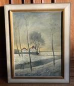 Schilderij - huisjes in de sneeuw- A. Schiphorst- Deventer, Antiek en Kunst, Ophalen