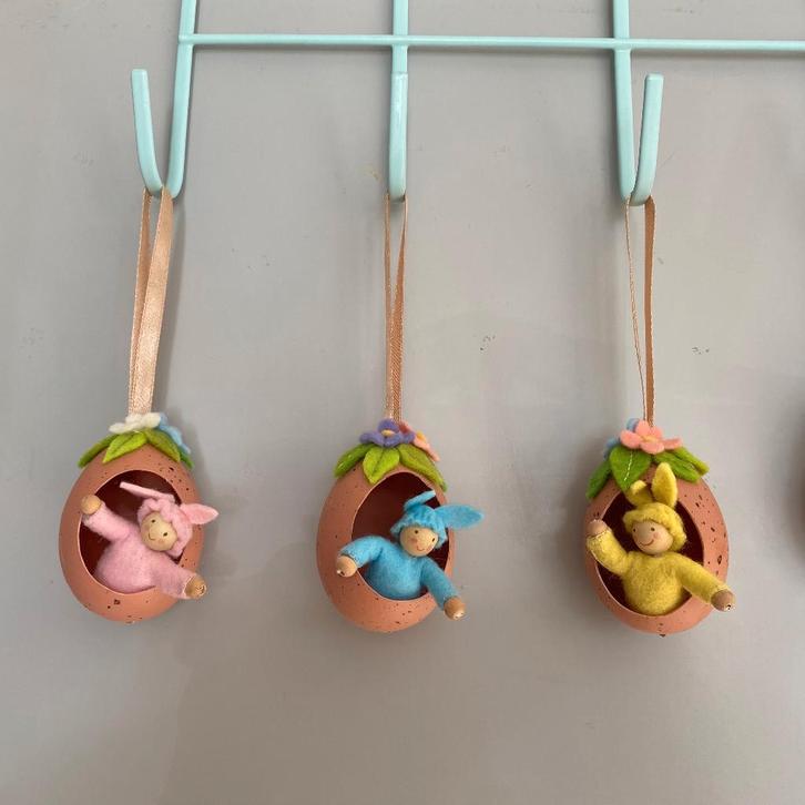 Eierpopjes van vilt, Hobby en Vrije tijd, Vilt, Nieuw, Figuurtje(s), Ophalen of Verzenden