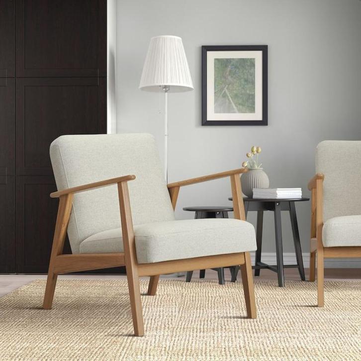 Fauteuil EKENASET, Huis en Inrichting, Fauteuils, Zo goed als nieuw, Hout, Kunststof, Overige materialen, 50 tot 75 cm, 75 tot 100 cm