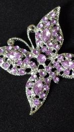 VLINDER Broche ~ Glassteentjes PAARS ~ Insecten Juweel NIEUW, Sieraden, Tassen en Uiterlijk, Broches, Overige materialen, 4 tot 7 cm