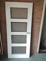 Witte Opdekdeur met Glas, Ophalen, 80 tot 100 cm, Binnendeur, Zo goed als nieuw
