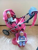 Poppenwagen, 2 poppen (1x Babyborn) + accessoires, Ophalen, Zo goed als nieuw, Babypop