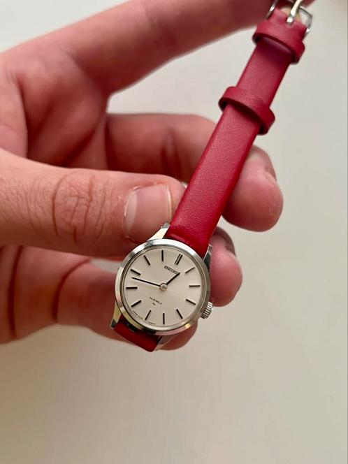 Vintage Seiko uit ‘73, Sieraden, Tassen en Uiterlijk, Horloges | Dames, Gebruikt, Seiko, Staal, Leer, Ophalen of Verzenden