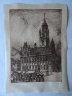 ets stadhuis Middelburg, klederdracht, Louis Heymans 1937, Antiek en Kunst, Kunst | Etsen en Gravures, Verzenden