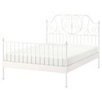 Tweepersoonsbed met wit sierlijk frame inclusief matras, Ophalen, Wit, Tweepersoons, Zo goed als nieuw