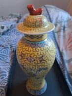 Grote hoge oude Chinese gemberpot geel met deksel, Antiek en Kunst, Antiek | Keramiek en Aardewerk, Ophalen of Verzenden