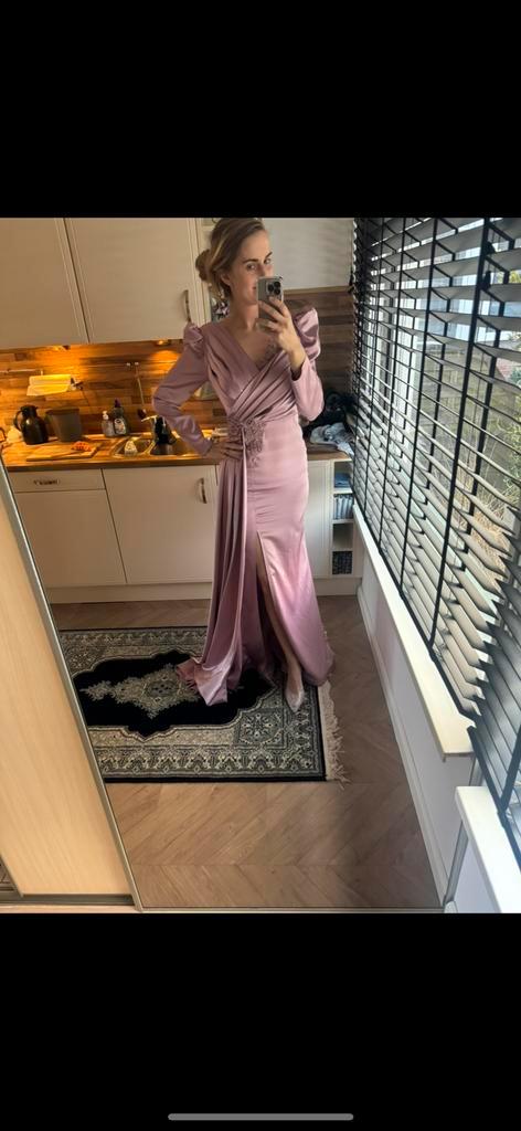Prachtige oudroze avondjurk met split Lanuit Couture, Kleding | Dames, Gelegenheidskleding, Gedragen, Galajurk, Maat 38/40 (M)