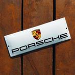 Emaille Schild PORSCHE Dealer Reclamebord Logo Vintage Wit, Verzenden, Gebruikt, Reclamebord