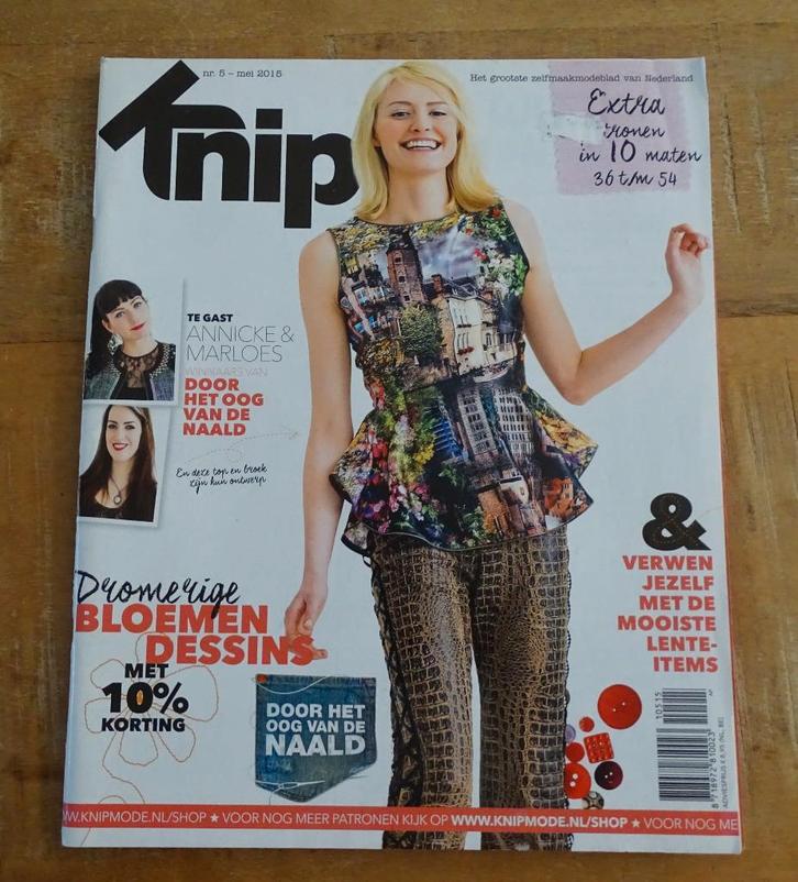 Knipmode nummer 5 mei 2015, Hobby en Vrije tijd, Kledingpatronen, Zo goed als nieuw, Vrouw, Knipmode, Verzenden
