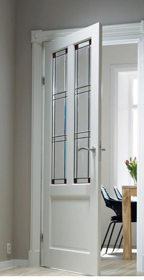 Gezocht: Stompe deur rechts draaiend met glas in lood, Doe-het-zelf en Verbouw, Deuren en Horren, Zo goed als nieuw, Binnendeur