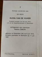 Van De Vijver x Simon 1915 Rotterdam 1987 Merksem, Ophalen of Verzenden, Bidprentje