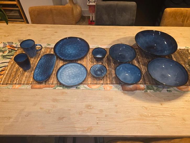 Xenos Toscane set - donkerblauw, Huis en Inrichting, Keuken | Servies, Gebruikt, Compleet servies, Overige stijlen, Aardewerk