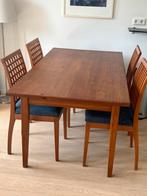 Houten tafel met 4 stoelen, ook apart te koop, Ophalen, Gebruikt, 4 tot 6 stoelen