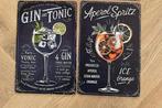 Set vintage bordjes Gin Tonic en Aperol Spritz, Ophalen of Verzenden, Zo goed als nieuw
