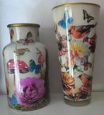 *Leuke decoupagevazen*, Ophalen of Verzenden, Overige kleuren, Glas, Minder dan 50 cm
