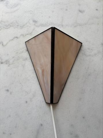 Vintage roze glas in lood wandlamp Tiffany driehoek glazen beschikbaar voor biedingen