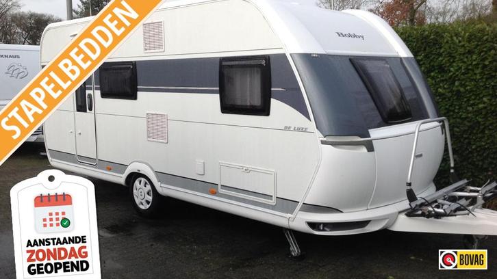 Hobby De Luxe 490 KMF, Caravans en Kamperen, Caravans, tot en met 6, Treinzit, Hobby, Dwarsbed, Dwars-stapelbed, Overige typen