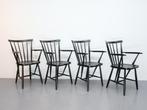 Vintage spijlenstoel | Armleuningen | Zwart | Set van 4, Huis en Inrichting, Stoelen, Ophalen, Gebruikt, ., Zwart