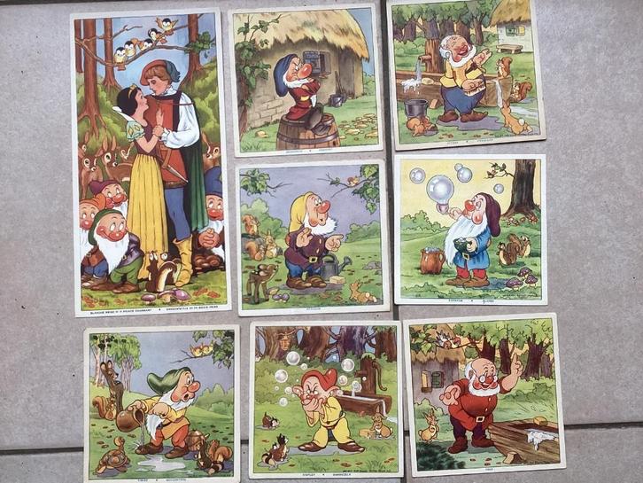 Eerste reeks grote plaatjes Disney sneeuwwitje cadum zeep, Hobby en Vrije tijd, Stickers en Plaatjes, Gebruikt, Meerdere plaatjes