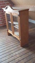 Grenen kast met glazen deuren, Huis en Inrichting, Kasten | Vitrinekasten, Ophalen, Gebruikt, 100 tot 150 cm, 50 tot 100 cm