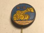 Metalen W & H MICHIGAN BULLDOZER Speld (Geel/Blauw)., Verzenden, Zo goed als nieuw, Transport, Speldje of Pin