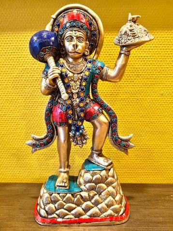 HANUMAN BEELD BRONS STONEWORK ART 37 CM INDIA beschikbaar voor biedingen