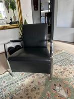 Leren fauteuil zwart chroom, Huis en Inrichting, Fauteuils, Ophalen, Gebruikt, 75 tot 100 cm, Metaal